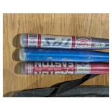 3 Aluminum Bats with Old Bag