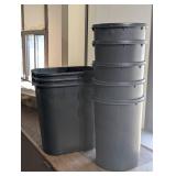 Lot of 8 Commercial Garbage Cans - Rubbermaid