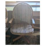 Large Oak Table with Leaf and 4 Rolling Captains Chairs