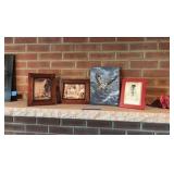 (2) "Rare Woods" frames. Red frame. Oil painting.