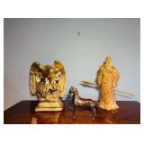 (3) Figurines: Asian Warrior; Eagle, Horse