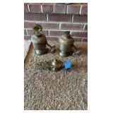 (2) Antique Carbide lamps; jeweled Alladin
