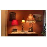 (3) Figural lamps: Bear, boy, monkey