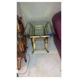 Vintage brass / glass table H21” x W22” x D27”