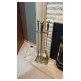 Brass fireplace tool set