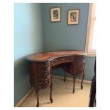 Vintage Kidney-shaped writing desk Victorian Revival style