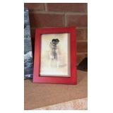 (2) "Rare Woods" frames. Red frame. Oil painting.