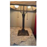 Vintage mission-style table lamp, slag style shade