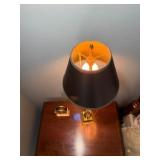 Vintage brass table lamp & Brass Bulova desk clock