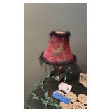 (2) Boho table lamps, chamber candlestick holder, lantern