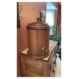 Vintage water cooler; 2 vintage ice picks