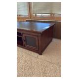 Low-profile media cabinet.