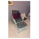 Wicker chair with matching footrest
