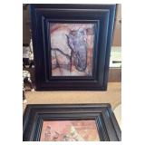 (3) pictures, potted light tree, and (2) giraffe