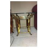 Vintage brass / glass table H21” x W22” x D27”