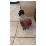 Handmade folk-art metal rooster, crate, basket