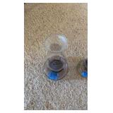 (2) Vintage oil lamps, cobalt blue jar, glass chimney