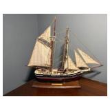 Pair of Nautical Ship Models – Classic Sailing Schooner & Fishing Boat Display