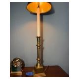 Vintage brass table lamp & Brass Bulova desk clock