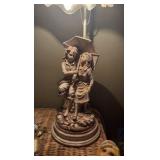 Victorian Couple Lamp; Chalkware figurine, Harlequin clown