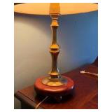 Vintage Brass Lamp with wood base and drum shaped shade