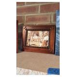 (2) "Rare Woods" frames. Red frame. Oil painting.
