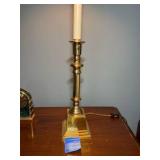 Vintage brass table lamp & Brass Bulova desk clock