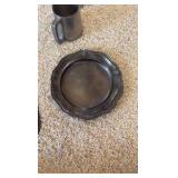 Coasters, London plates, pewter cups.