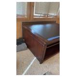 Low-profile media cabinet.