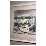 Framed and matted winter scene print 28” x 36"