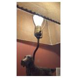 Dog figural table lamp; (2) dog figurines