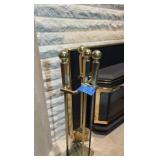 Brass fireplace tool set