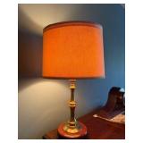 Vintage Brass Lamp with wood base and drum shaped shade