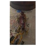 Vintage cast iron 3-horse drawn fire wagon