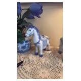 (2) Bombay company porcelain horse; planter