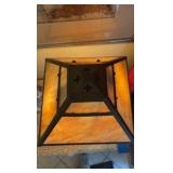 Vintage mission-style table lamp, slag style shade
