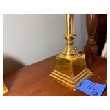 Vintage brass table lamp & Brass Bulova desk clock