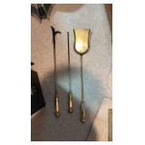 Brass fireplace tool set