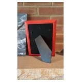 (2) "Rare Woods" frames. Red frame. Oil painting.