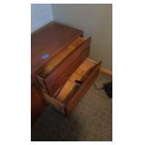 (2) Wood lateral 2-drawer file cabinets and bookshelf