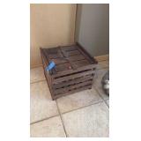 Handmade folk-art metal rooster, crate, basket