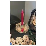 (2) Boho table lamps, chamber candlestick holder, lantern