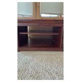 Low-profile media cabinet.