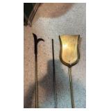 Brass fireplace tool set