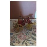 Vintage cast iron 3-horse drawn fire wagon