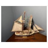 Pair of Nautical Ship Models – Classic Sailing Schooner & Fishing Boat Display