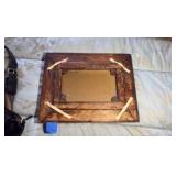 Ornate framed oil painting of a winter setting, signed
