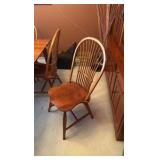 Dining wood table with 6 spindle back chairs L66” x D44” x H30”