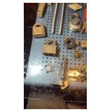 Assorted metal items. brass locks and keys etc.