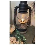 (2) Boho table lamps, chamber candlestick holder, lantern